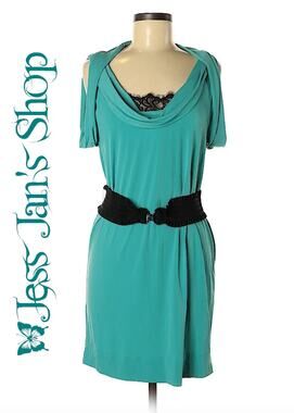 BCBG Generation Drape Fold Dress Turquoise Medium